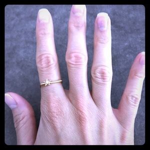 Gold square star ring 14k